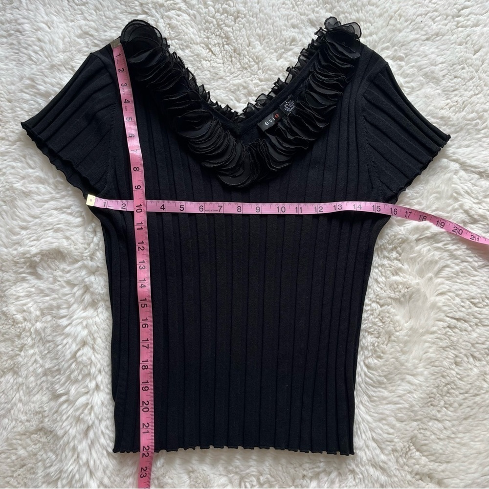 EVIE Rayon/Silk Ruffle Sweater L - Picture 4 of 8